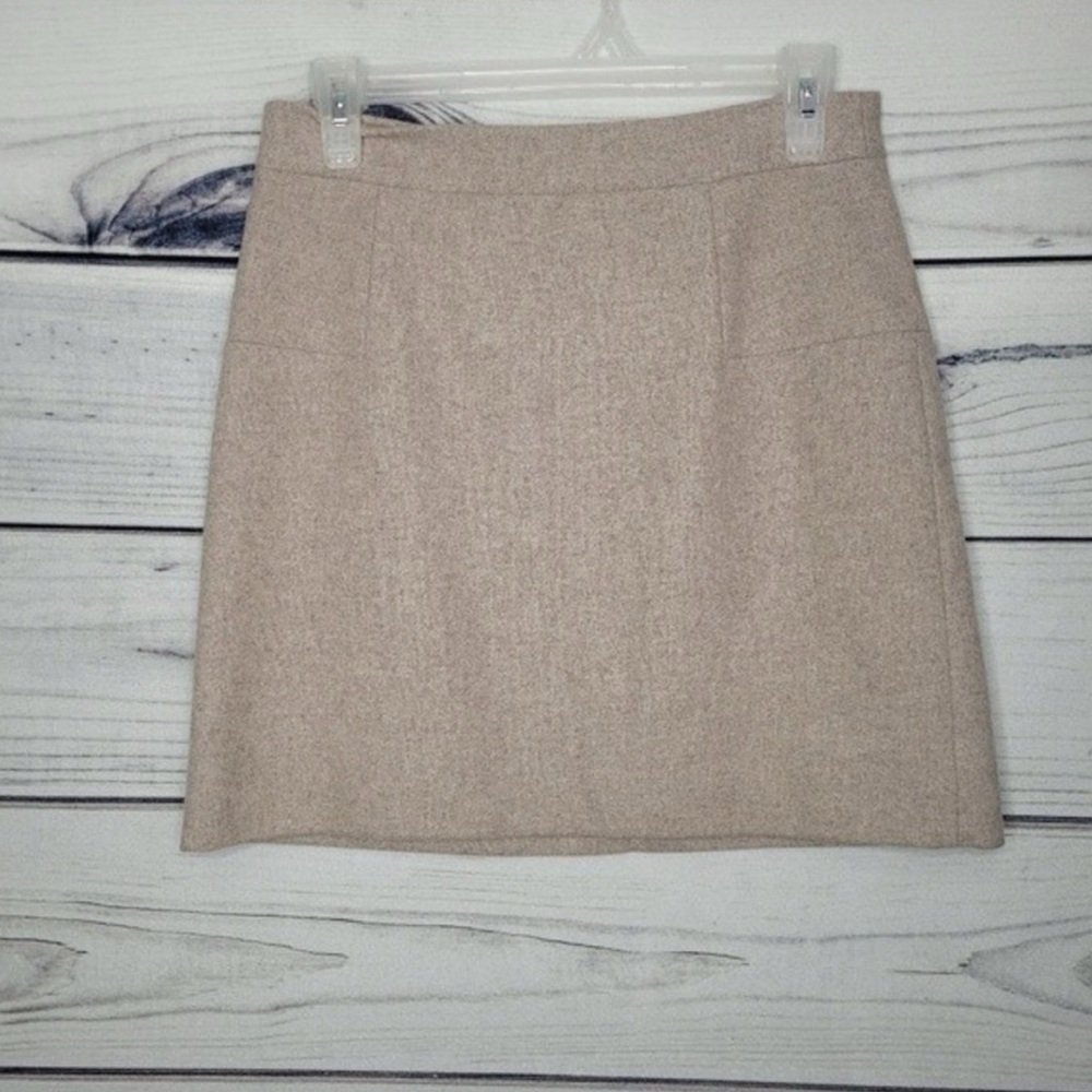 J. Crew Wool Blend Skirt Style Beige, Size 2